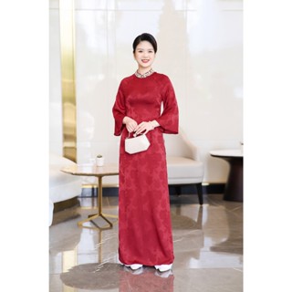 [CHƯA KÈM QUẦN] Áo dài trung niên lụa gấm cổ tàu cao cấp Ladyshop T436