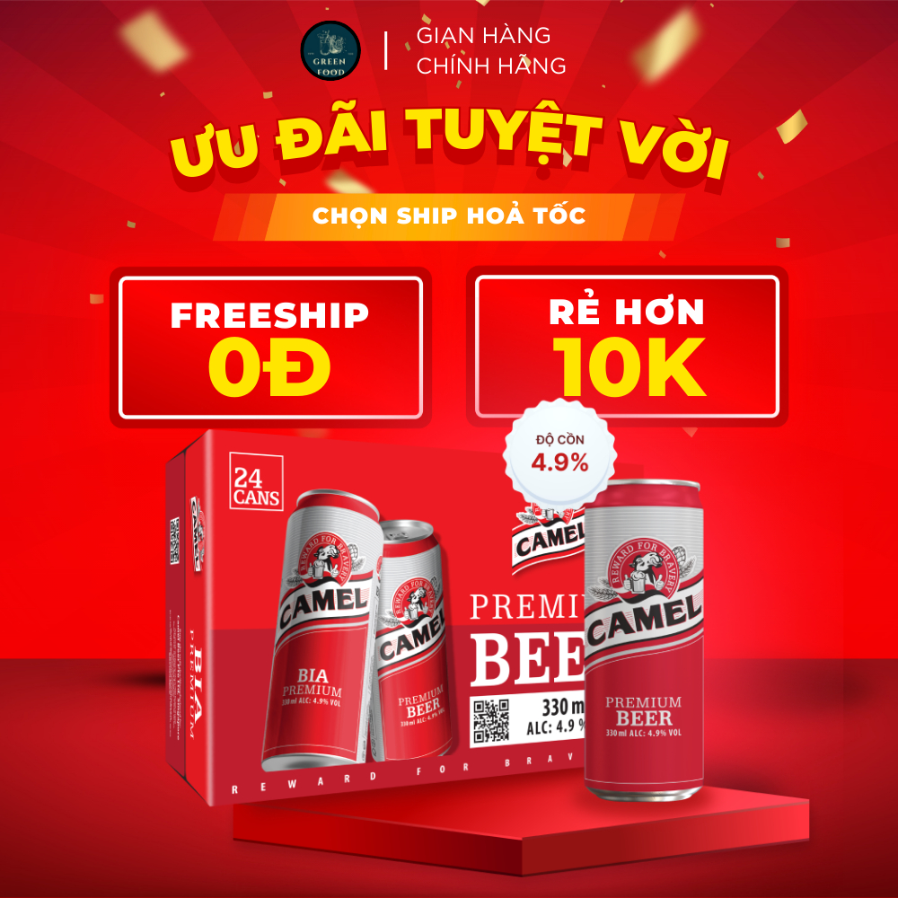 Bia Camel đỏ lon cao 330ml x 12 lon
