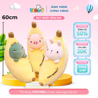 Gối ôm trái chuối 60cm dễ thương hot trendy, chất liệu mềm mại, hàng nhập khẩu - Teddy Nhồi Bông