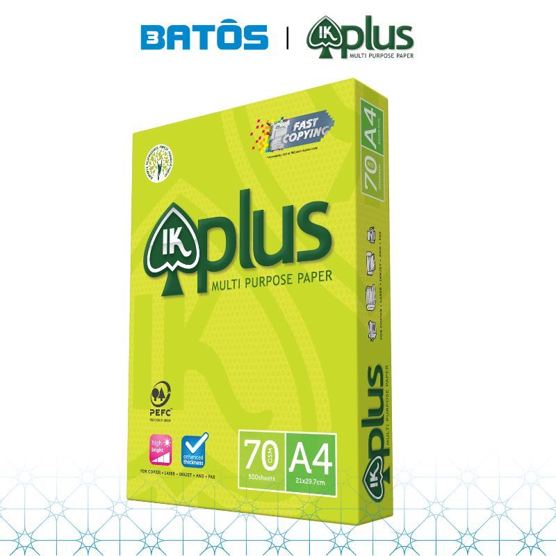 [Có VAT- 1 Ream] Giấy in A4 IK Plus 70gsm, 500 tờ/ Ream, nhập khẩu từ Indonesia.