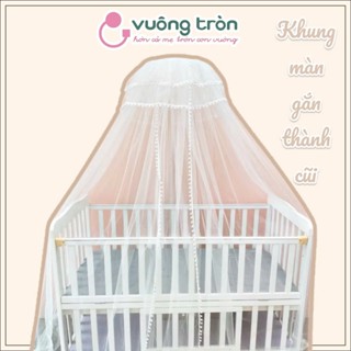 Bộ mùng, màn tuyn kèm khung gắn thành cũi chống muỗi, côn trùng cao cấp Vuông Tròn