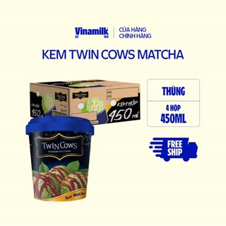 [CHỈ GIAO HCM+HN] Thùng 4  Hộp Kem Trà xanh Twin Cows Vinamilk 450ml (4H/T)
