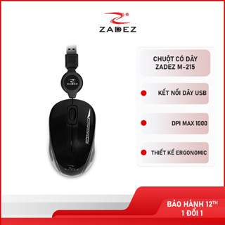 Chuột dây rút Zadez M215 độ chính xác cao, cảm biến PixArt, 1000 DPI