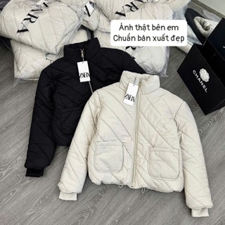 SẴN HÀNG - Áo phao lông vũ trần trám ZA.RA hàng xuất dư siêu nhẹ ấm kiểu dáng basic