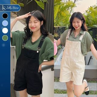 Yếm Quần Đùi Nữ Jelly Set Yếm Bò Ngắn Đùi Jean Basic Có Túi Trước Ngực Phong Cách Hàn Quốc Y3