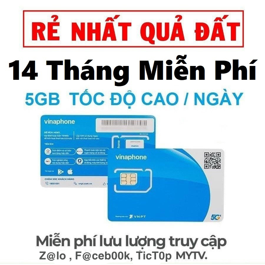 [ FULL TỶ GB ] Sim 4G Vinaphone Sài 14 Tháng Max Data Tốc Độ Cao 14BIG50Y Truy Cập Mạng Tẹt Ga