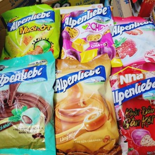 Kẹo Alpenliebe vị caramen, dâu kem, xoài muối ớt chanh dây chia, bạc hà, xí muội khoảng 200g
