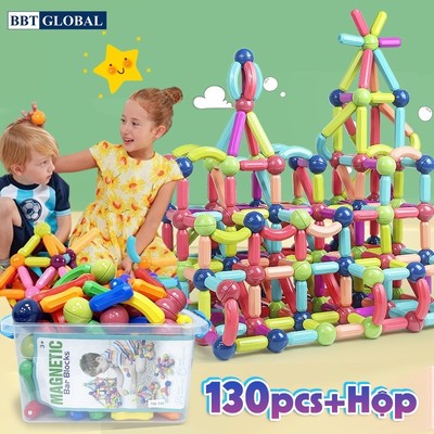 Đồ chơi xếp hình nam châm 130 chi tiết kèm hộp đựng BBT Global 706-130