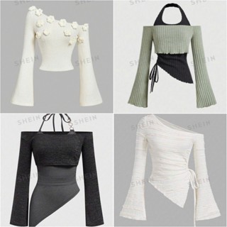 ( NÊN MUA LÙI 1 SIZE SO VỚI THƯỜNG MẶC - ORDER SHEIN ) JUKLY TOP - Áo croptop quây ngang cột nơ trước ngực Y2K