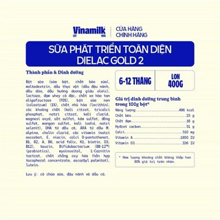 (HSD T11-2027) (Có Tích Điểm) Sữa Bột VINAMILK Dielac Gold 2 Lon 400g.