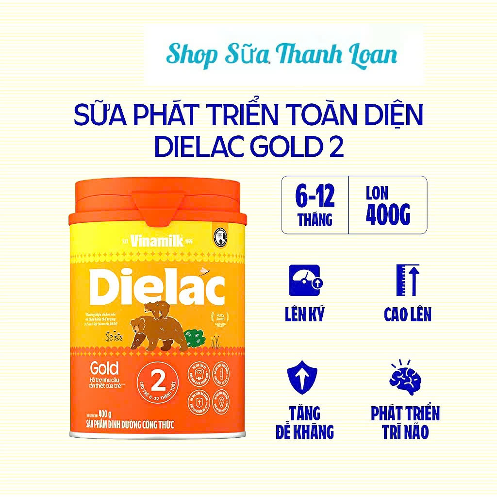 (HSD T11-2027) (Có Tích Điểm) Sữa Bột VINAMILK Dielac Gold 2 Lon 400g.
