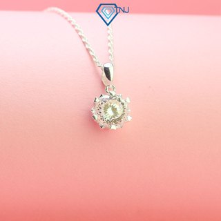 Dây chuyền kim cương Moissanite bạc nữ 8ly mặt tròn kiểm định GRA 161 giác cắt sang trọng DCNM0036 - Trang Sức TNJ