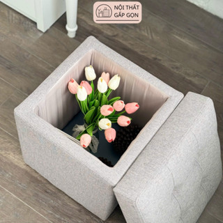 Ghế Đôn sofa vuông cho Bàn Ăn, Bàn Trang Điểm kết hợp đựng đồ