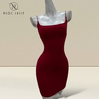 D924 - Đầm Body Ngắn Basic 2 Dây Bún Vải Bozip - Ngọc Lucie