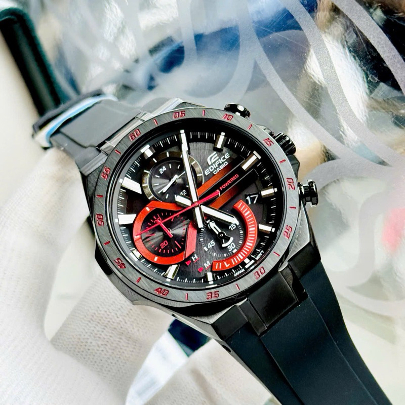 ĐỒNG HỒ NAM CHÍNH HÃNG CASIO EDIFICE EQS-920PB-1A Solar Black Dial & Silicone Strap For Men