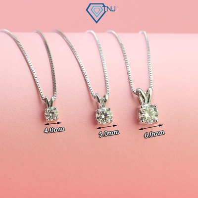 Dây chuyền Moissanite bạc nữ 4ly, 5ly, 6ly xi kim kèm thẻ tra cứu phong cách đơn giản DCNM0037 - Trang Sức TNJ