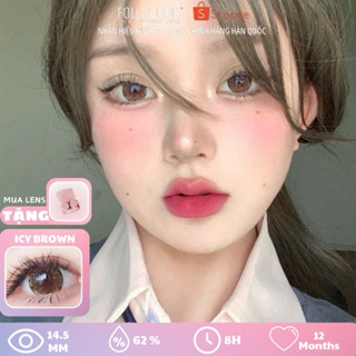  Kính Áp Tròng Lens Mắt NÂU Tây Mắt Mèo ICY BROWN Giãn To Cận  0-6  kèm Khay 