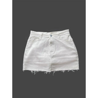 Chân váy jeans trắng rách MINI JEANS SKIRT (có lót trong)