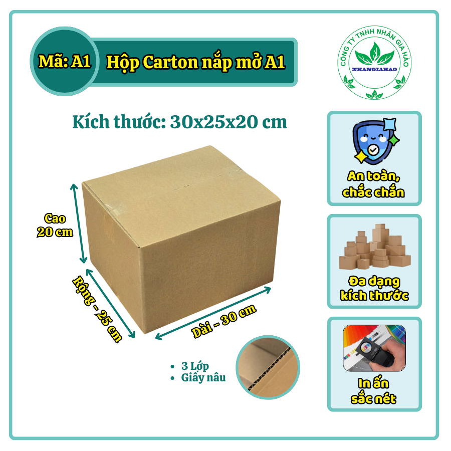 [Combo] 10 Thùng carton 30x25x20 cm, dày giá rẻ, 3 lớp, hộp gói hàng, hộp shipcod, Hộp giao hàng nha