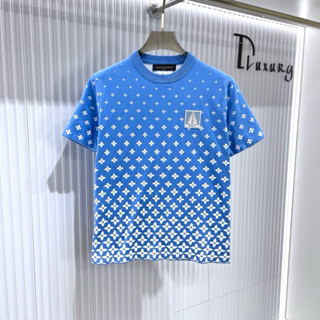 ⚜️[HÀNG CAO CẤP] – Áo Phông Len 1.V Xanh Biển Hoạ Tiết Logo Hoa Trắng Chất Len Dày Dặn - Phông Nam Nữ Chất Xịn Loại 1