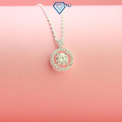 Dây chuyền bạc nữ Moissantie 6.5ly mặt tròn viền đính đá sang trọng kèm thẻ tra cứu cao cấp DCNM0039 - Trang Sức TNJ