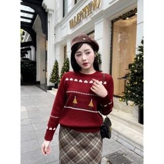 Áo len nữ Evalover mã 208 họa tiết thổ cẩm thiết kế dáng xuông chất len mềm co giãn