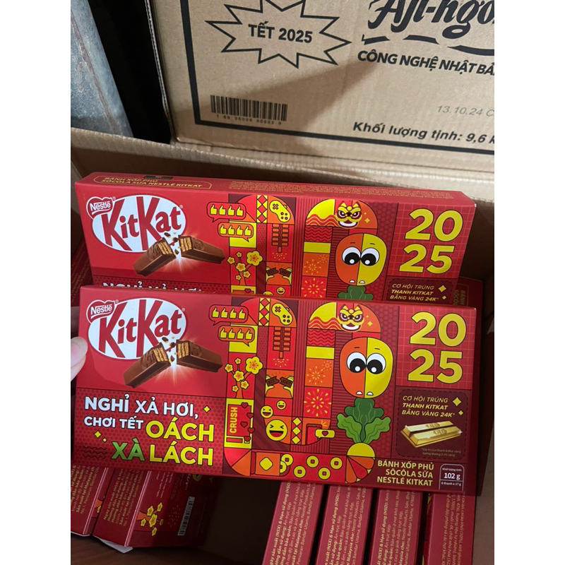 Socola Kitkat hộp tết bé 6 thanh 102g đóng giỏ quà