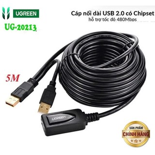 Cáp usb nối dài ugreen 20214 20213 us137 usb 2.0 nối dài trợ nguồn usb + chíp sét)