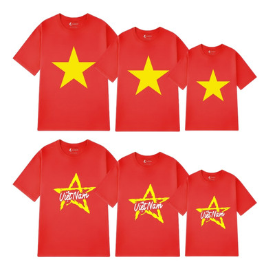 Áo phông gia đình hình cờ đỏ sao vàng Việt Nam chất thun cotton Loza G0240