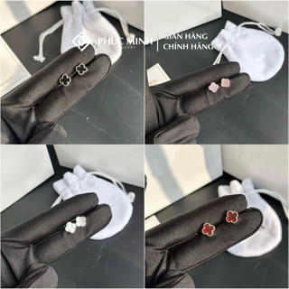  Khuyên tai bạc nữ PMJ bông tai cỏ bốn lá nhiều màu cao cấp Phúc Minh Jewelry PMJS0242K 