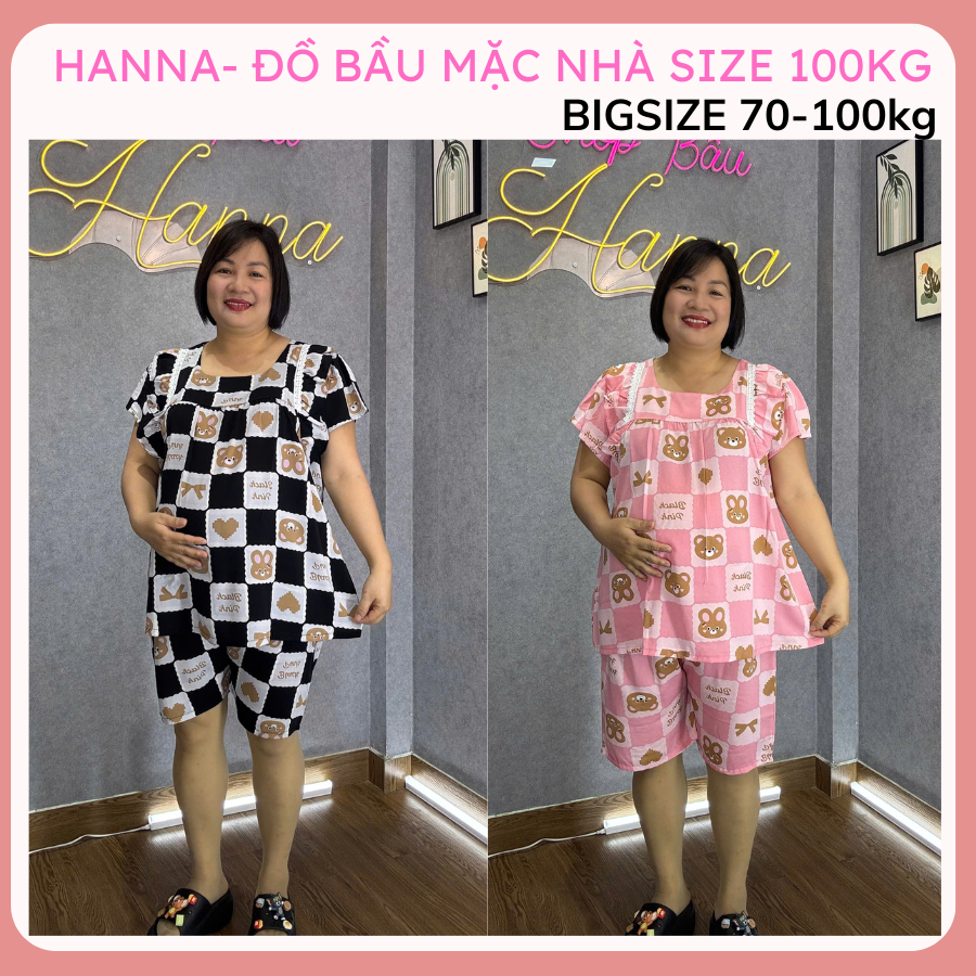 [70-100KG] Đồ bộ bầu mặc ở nhà mùa hè lụa mango bigsize 100kg vải mềm mát không xù không nhăn đường 