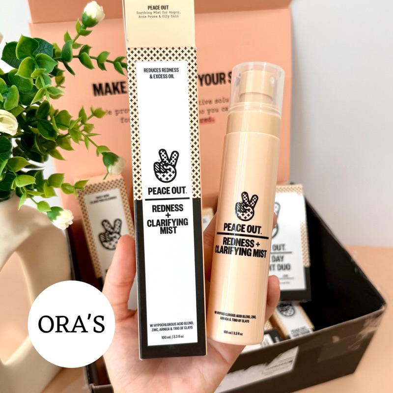 Xịt dưỡng ẩm da mụn Peace Out Redness Reducing + Clarifying Facial Mist With Hypochlorous Acid Blend