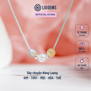 Dây Chuyền Bạc 925 Nữ 3 Hạt Liugems Theo Năng Lượng Kim, Thủy, Mộc, Hỏa, Thổ Thời Trang