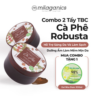 Combo 2 tẩy tế bào chết cà phê MILAGANICS dưỡng ẩm mịn da, scrub hỗ trợ trắng sáng toàn thân 280g