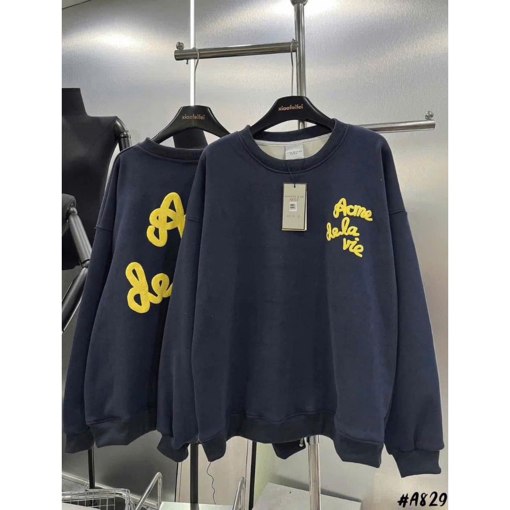 Áo nỉ xanh dương AD/LV chữ thêu hot trend size SML - SALE