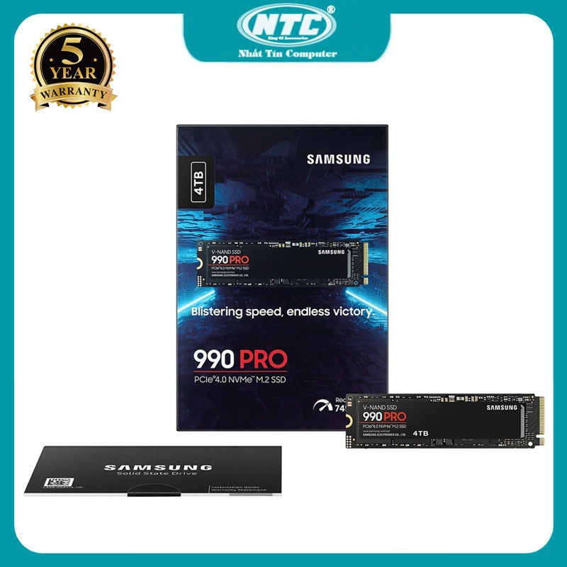 Ổ cứng gắn trong SSD 4TB Samsung 990 Pro PCIe M.2 2280 Gen 4.0 x4 NVMe V-NAND - model MZ-V9P4T0 (Đen