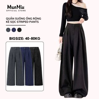 Quần ống rộng MunMiu official quần suông kẻ sọc Striped Pants trẻ trung phong cách Hàn Quốc 9904