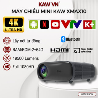 Máy Chiếu Mini KAW XMAX10 Kích Thước Chiếu Tối Đa 290", Độ Phân Giải 4K Sắc Nét, Độ Sáng Cao Bảo Hành 12 Tháng