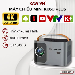 Máy Chiếu Mini KAW K660 Plus Độ Phân Giải Cao Siêu Nét Full HD, Đa Dạng Cổng Kết Nối, Quai Xách Cao Cấp Tiện Lợi