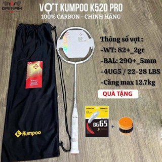 Vợt Cầu Lông KP520 Pro Khung Carbon 4U Căng Sẵn 11kg Căng Max 13kg + Tặng Cuốn Cán Và Túi Đựng