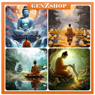 TRANH TÔ MÀU SỐ HOÁ PHẬT GIÁO KT 40*50CM CÓ DỤNG CỤ ĐI KÈM- TẶNG KÈM SƠN BÓNG