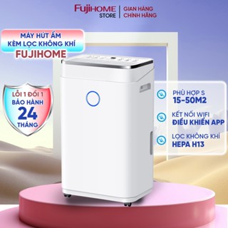Máy hút ẩm lọc không khí 20L/ngày FUJIHOME kết nối WIFI phòng 40m2 nhập khẩu, máy hút ẩm công nghệ máy nén Block cao cấp