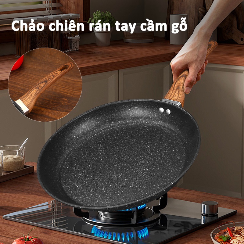 Chảo đá chống dính Maifan,làm thức nấu trứng,bột bánh xèo, khô bò miếng, gia dụng đa năng cho bếp từ/bếp điện