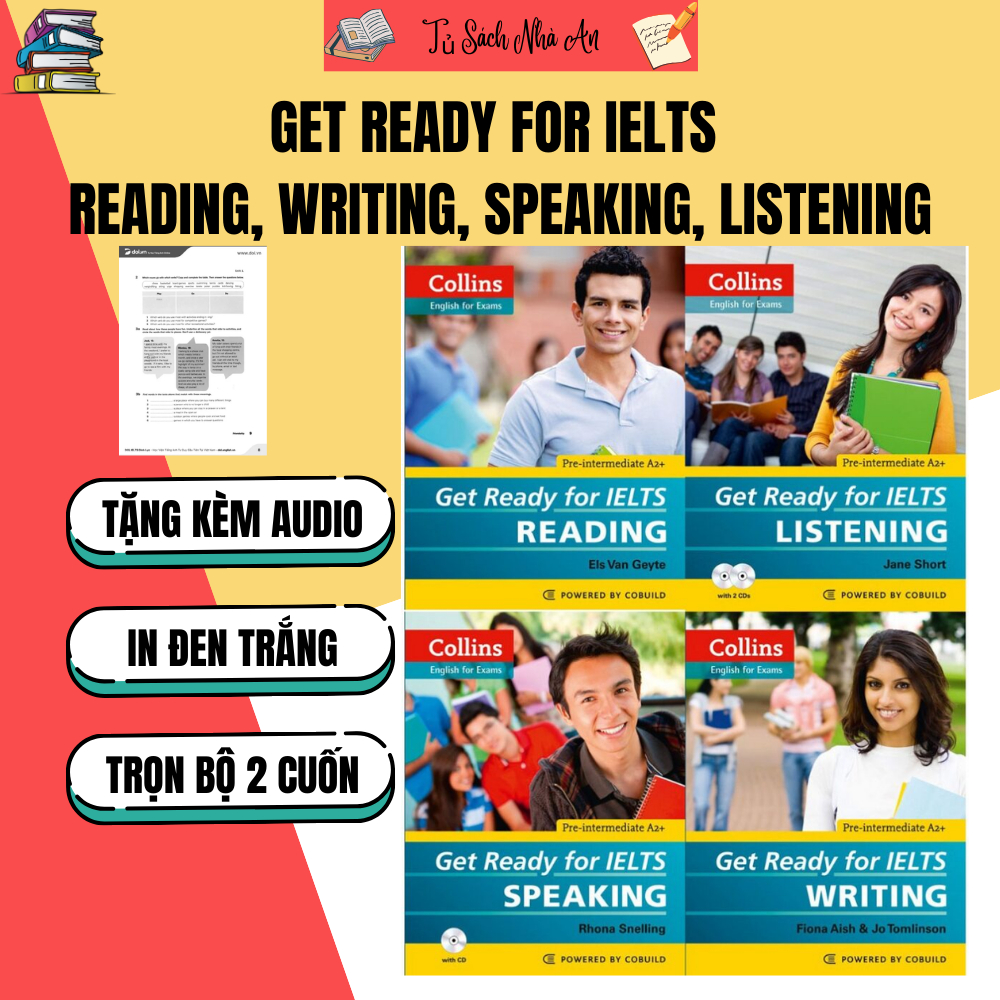 Sách Collins – Get Ready For IELTS Reading, Writing, Speaking, Listening (Lẻ, Chọn bộ) - Kèm file ng