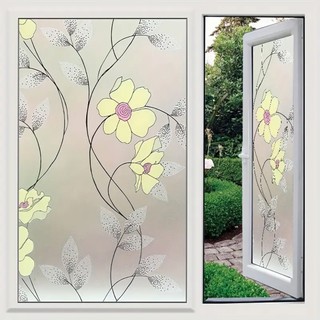 Giấy dán kính hoa vàng đẹp dán cửa sổ, decal dán kính mờ 3d dán phòng ngủ, phòng khách, nhà tắm