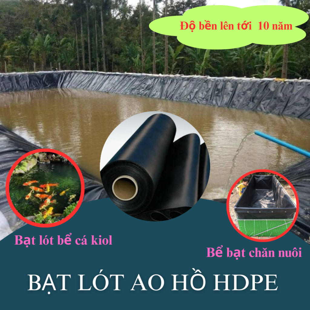 Bạt HDPE, Bạt lót hồ ốc, bạt lót hồ nuôi tôm, cá, ếch, lươn... loại 0.75mm(7,5zwm)