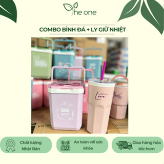Combo 2 bình đá Bibi-TẶNG KÈM ỐNG HÚT, giữ nhiệt tốt, nhựa an toàn. Thùng đá mini siêu hot, bình đựng trà sữa