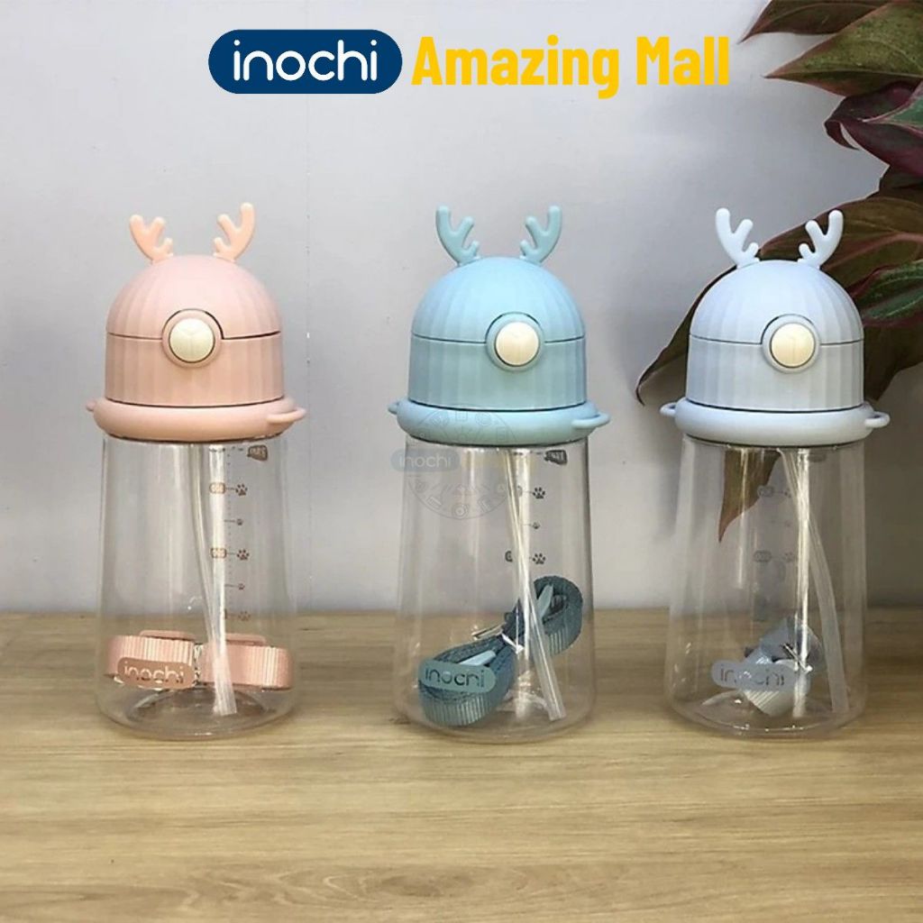 Bình nước học sinh nhựa tritan Goki Rudy 450ml có dây đeo Inochi Amazing Mall
