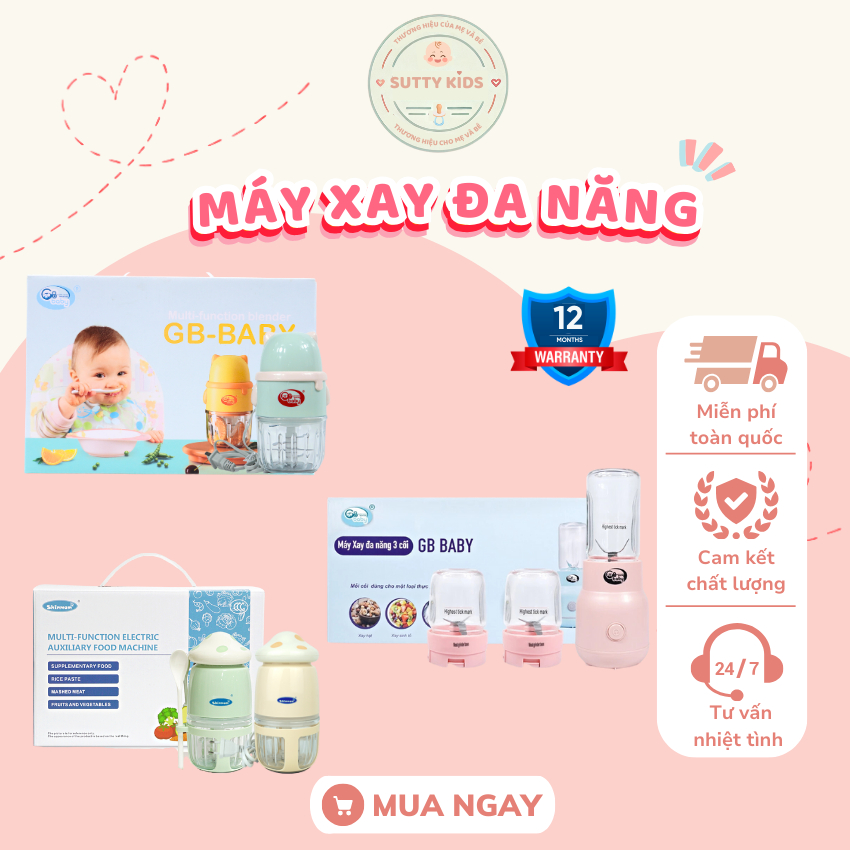 [Gb-Baby Store] Máy Xay Năng Gb Baby Chính Hãng, Xay thịt, cháo, Sinh Tố , tỏi ớt Cho Bé Ăn Dặm