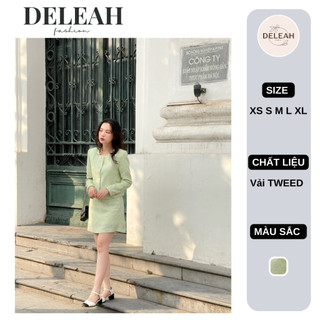 De Leah - Áo Tweed Dài Tay & Chân Váy Tweed A - Thời Trang Thiết Kế